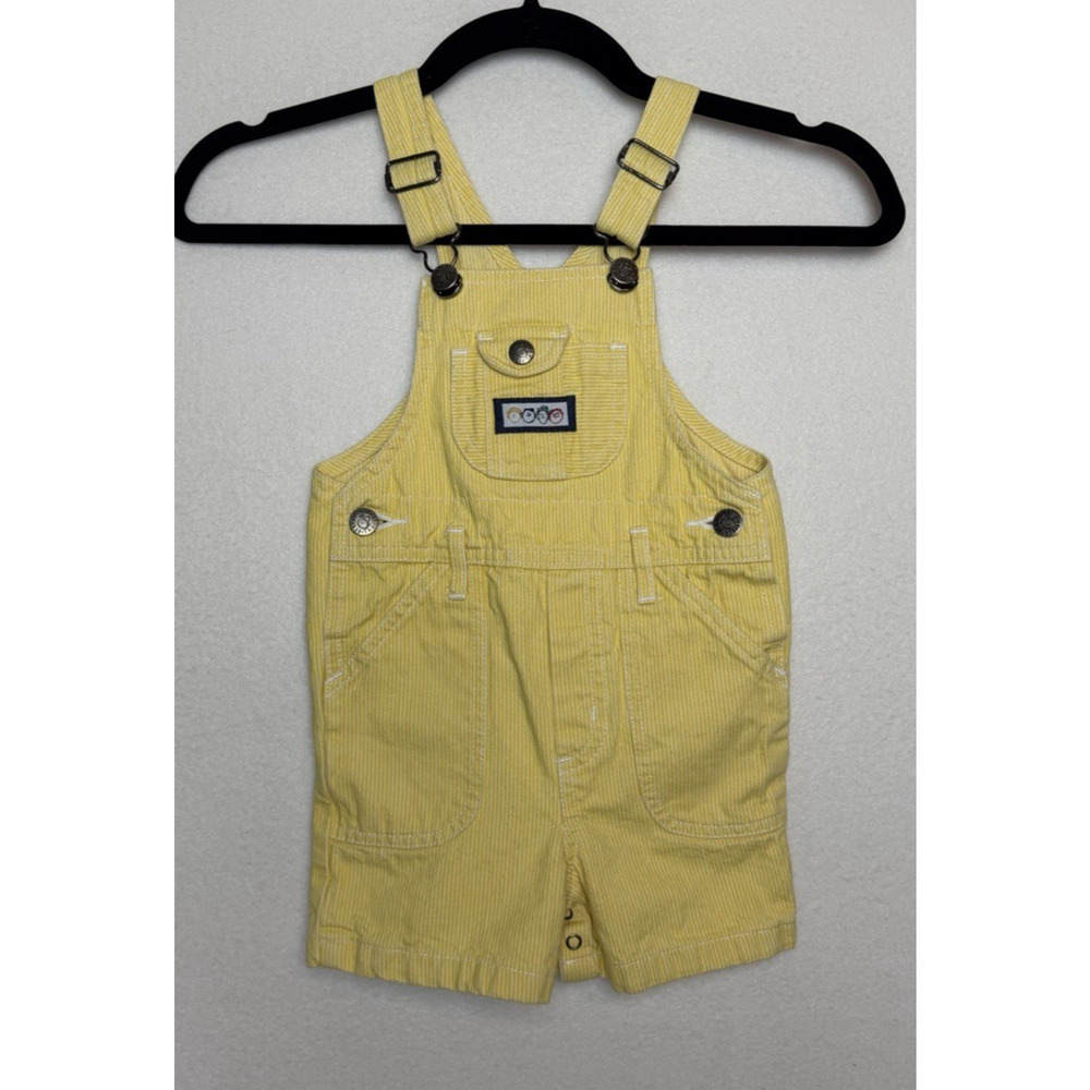 Liberty Yellow Cotton Shorts Overalls Toddler Size 24M Vintage 90s Unisex